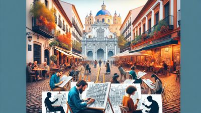 Large-scale street art mural showing grid lines and scaling process