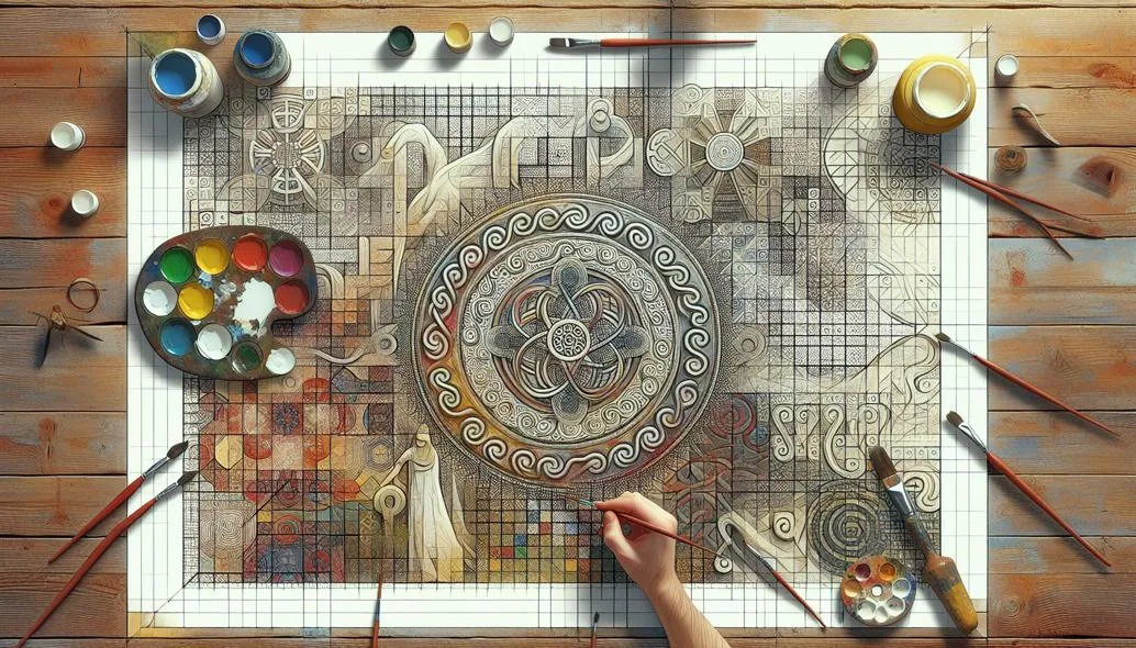 Professional large-scale painting construction using systematic grid methods