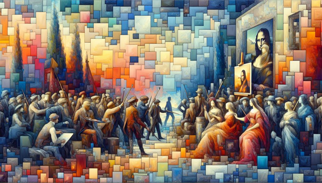 Using color blocking techniques for abstract oil painting content