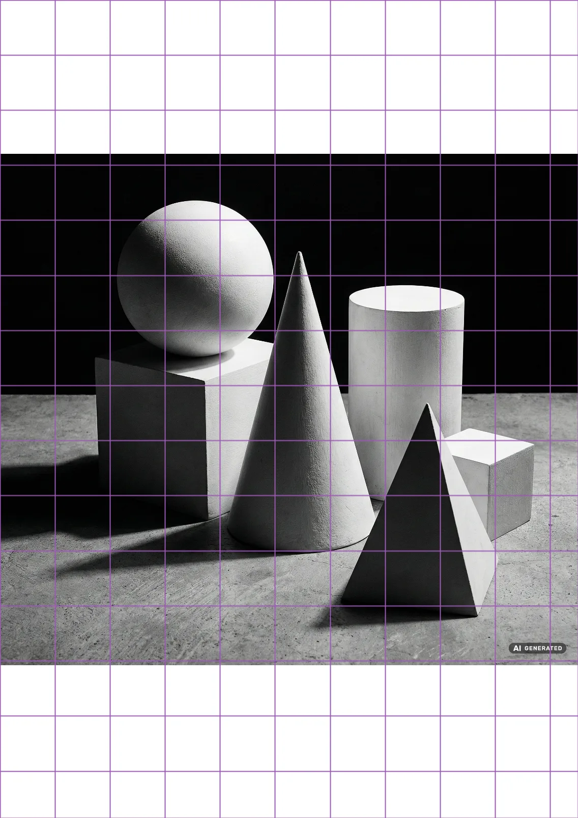 Grid on Canvas mode with the A4 preset: the photo fitted inside the sheet, the grid matching the paper